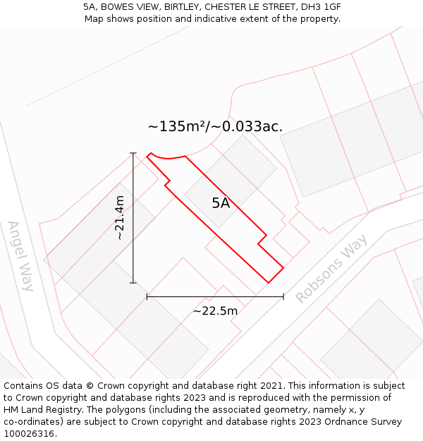 5A, BOWES VIEW, BIRTLEY, CHESTER LE STREET, DH3 1GF: Plot and title map