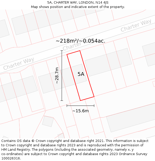5A, CHARTER WAY, LONDON, N14 4JS: Plot and title map