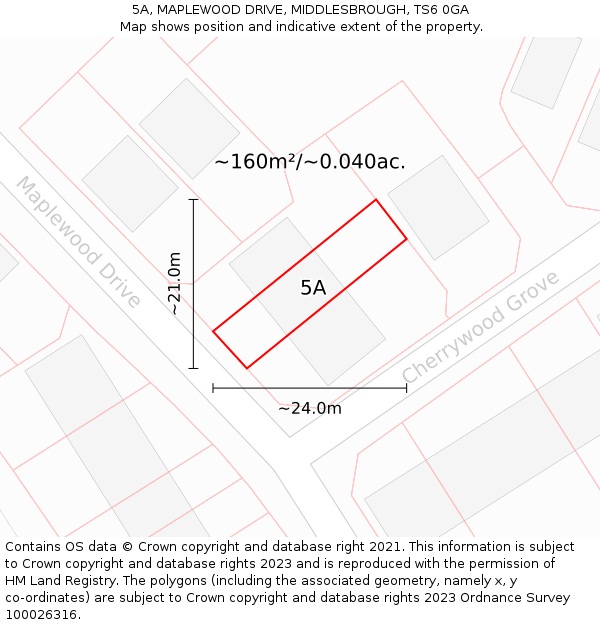 5A, MAPLEWOOD DRIVE, MIDDLESBROUGH, TS6 0GA: Plot and title map