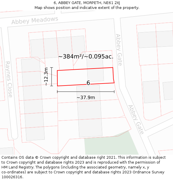 6, ABBEY GATE, MORPETH, NE61 2XJ: Plot and title map