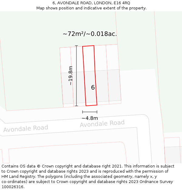 6, AVONDALE ROAD, LONDON, E16 4RQ: Plot and title map