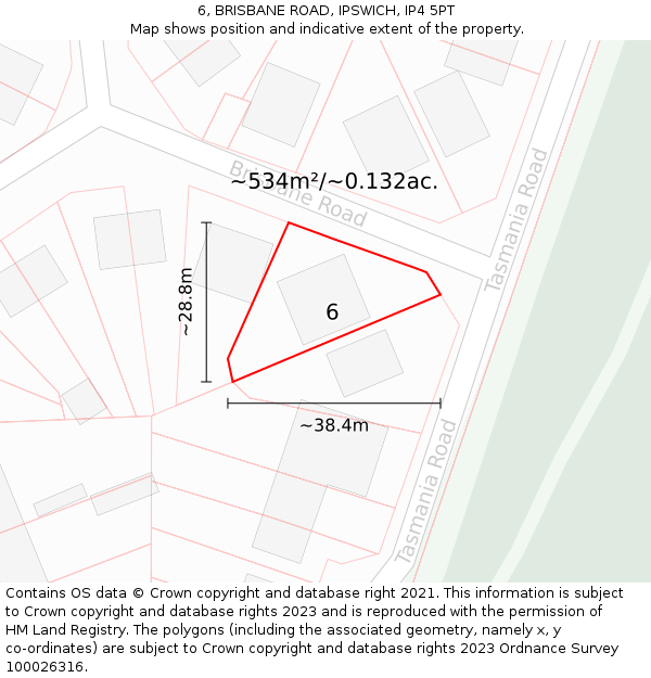 6, BRISBANE ROAD, IPSWICH, IP4 5PT: Plot and title map