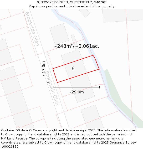 6, BROOKSIDE GLEN, CHESTERFIELD, S40 3PF: Plot and title map