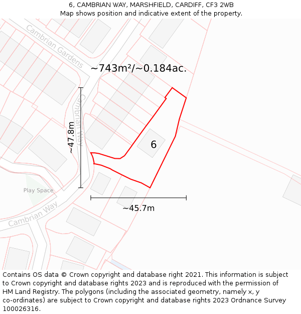 6, CAMBRIAN WAY, MARSHFIELD, CARDIFF, CF3 2WB: Plot and title map