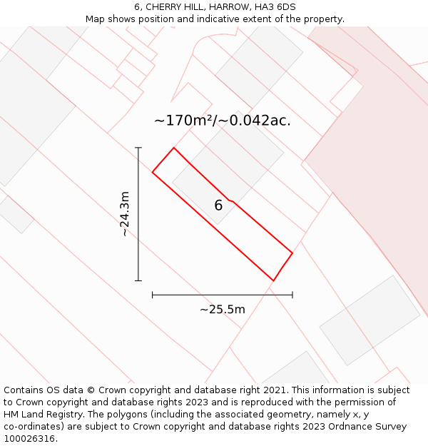 6, CHERRY HILL, HARROW, HA3 6DS: Plot and title map