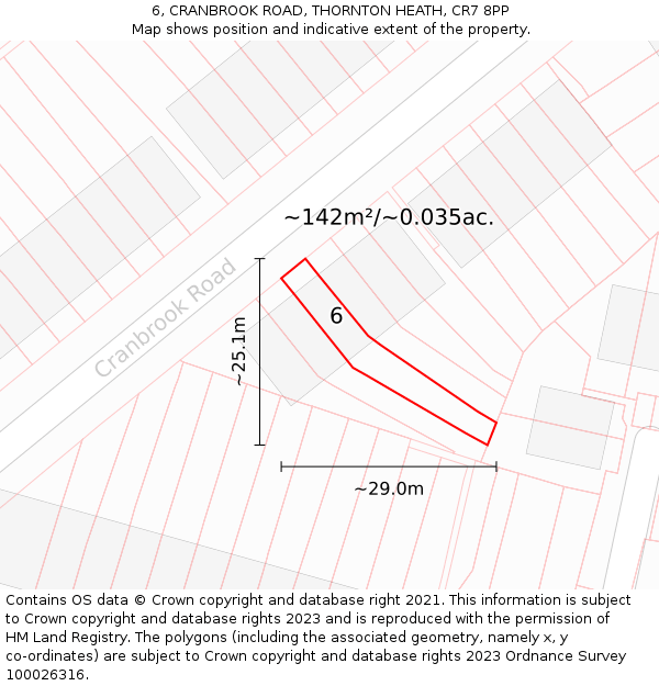 6, CRANBROOK ROAD, THORNTON HEATH, CR7 8PP: Plot and title map