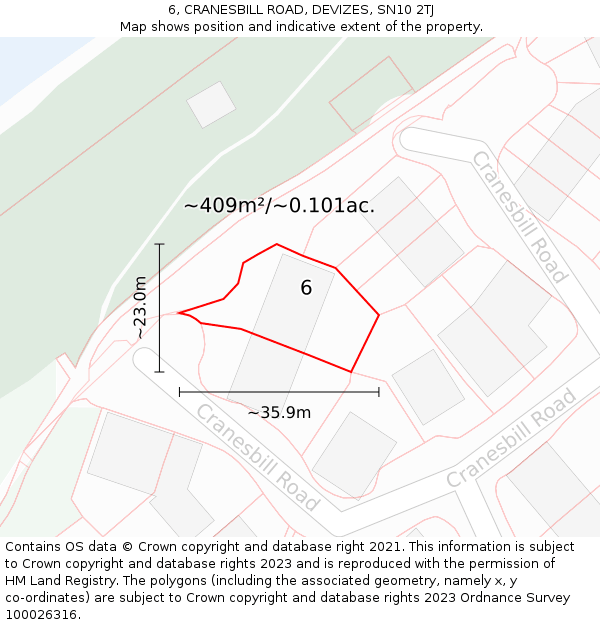 6, CRANESBILL ROAD, DEVIZES, SN10 2TJ: Plot and title map