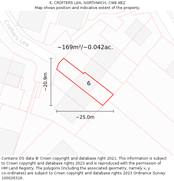6, CROFTERS LEA, NORTHWICH, CW8 4BZ: Plot and title map