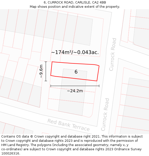 6, CURROCK ROAD, CARLISLE, CA2 4BB: Plot and title map