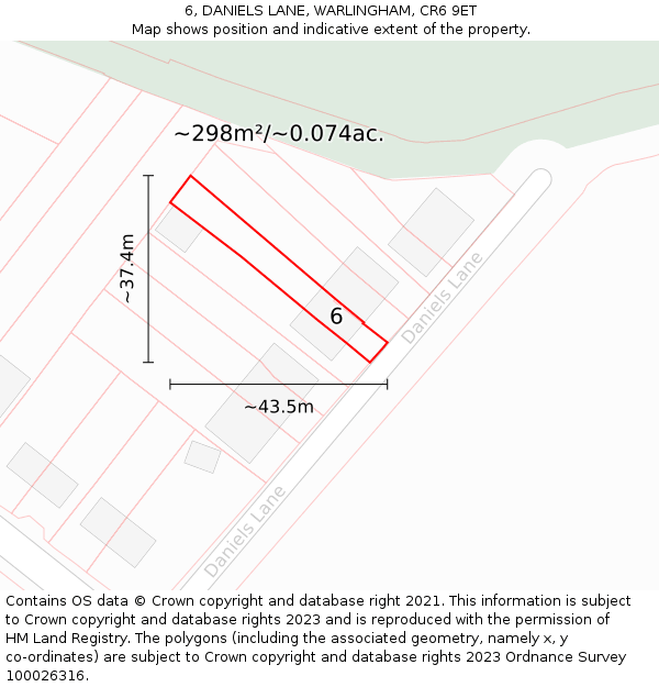 6, DANIELS LANE, WARLINGHAM, CR6 9ET: Plot and title map