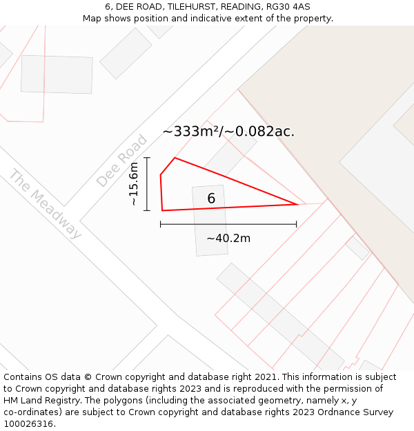 6, DEE ROAD, TILEHURST, READING, RG30 4AS: Plot and title map