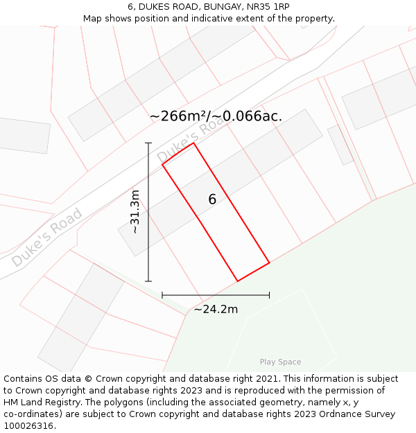6, DUKES ROAD, BUNGAY, NR35 1RP: Plot and title map