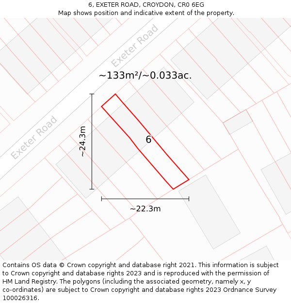 6, EXETER ROAD, CROYDON, CR0 6EG: Plot and title map