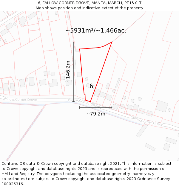 6, FALLOW CORNER DROVE, MANEA, MARCH, PE15 0LT: Plot and title map