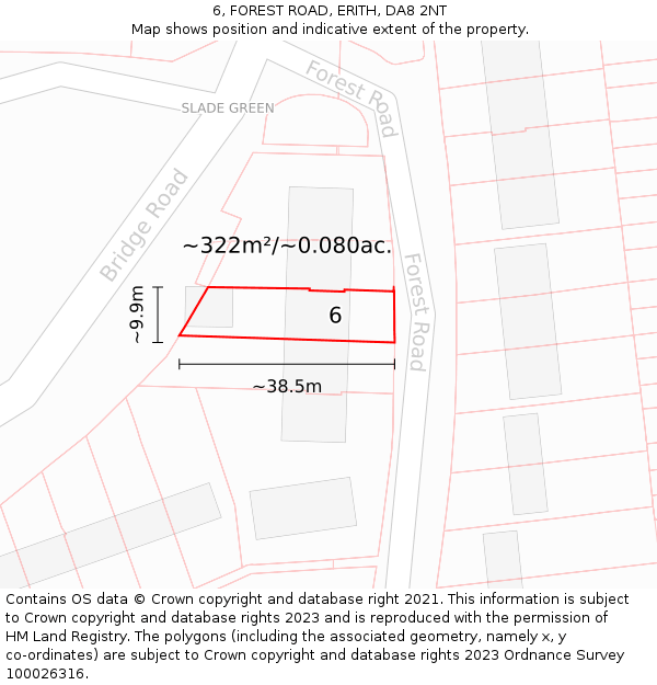6, FOREST ROAD, ERITH, DA8 2NT: Plot and title map