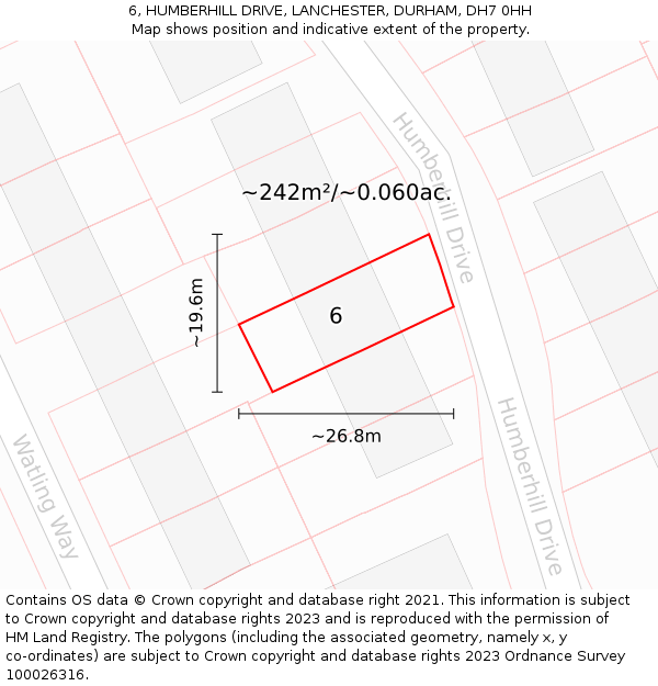6, HUMBERHILL DRIVE, LANCHESTER, DURHAM, DH7 0HH: Plot and title map