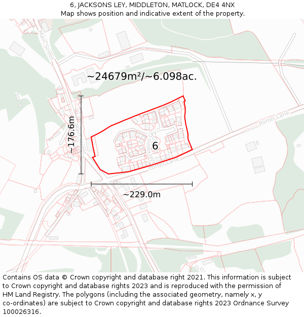 6, JACKSONS LEY, MIDDLETON, MATLOCK, DE4 4NX: Plot and title map