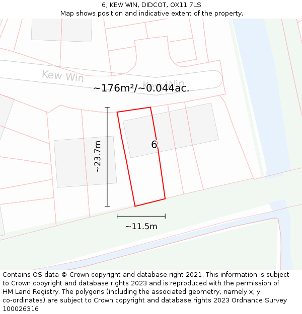 6, KEW WIN, DIDCOT, OX11 7LS: Plot and title map