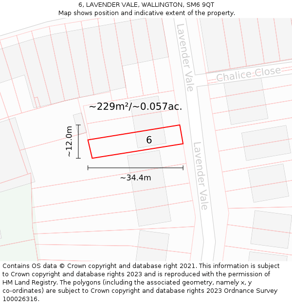 6, LAVENDER VALE, WALLINGTON, SM6 9QT: Plot and title map
