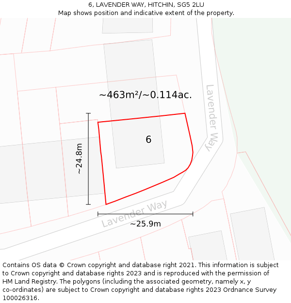 6, LAVENDER WAY, HITCHIN, SG5 2LU: Plot and title map