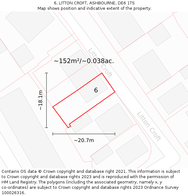 6, LITTON CROFT, ASHBOURNE, DE6 1TS: Plot and title map