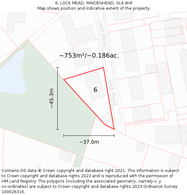 6, LOCK MEAD, MAIDENHEAD, SL6 8HF: Plot and title map