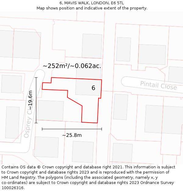 6, MAVIS WALK, LONDON, E6 5TL: Plot and title map