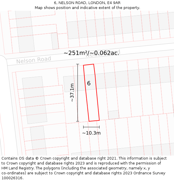 6, NELSON ROAD, LONDON, E4 9AR: Plot and title map