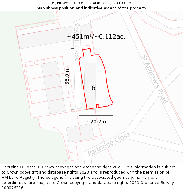 6, NEWALL CLOSE, UXBRIDGE, UB10 0FA: Plot and title map