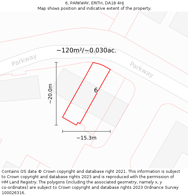 6, PARKWAY, ERITH, DA18 4HJ: Plot and title map