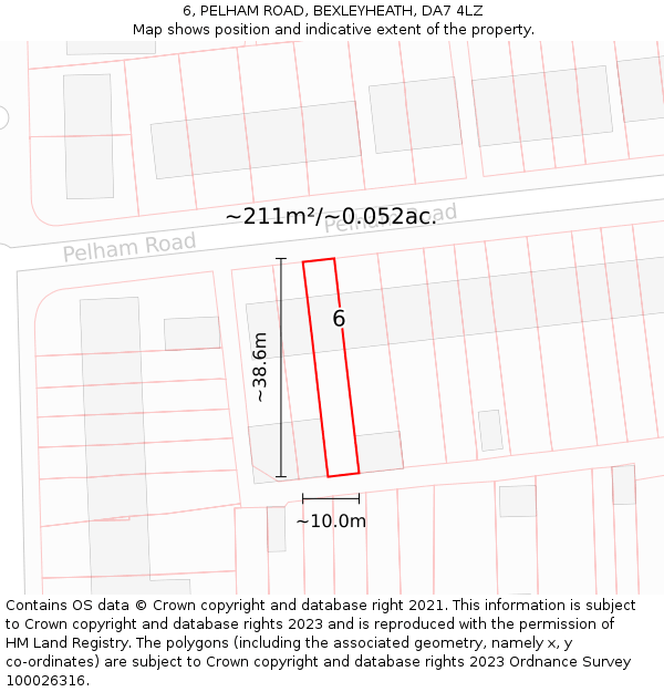 6, PELHAM ROAD, BEXLEYHEATH, DA7 4LZ: Plot and title map