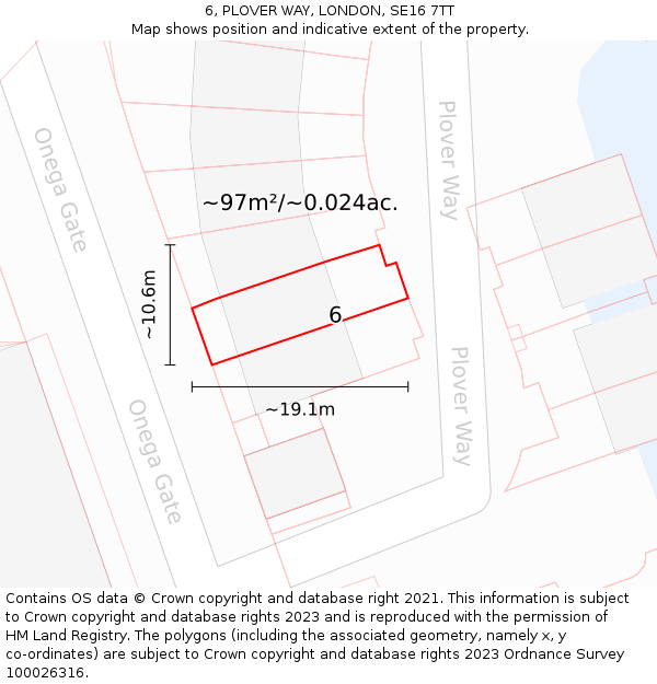 6, PLOVER WAY, LONDON, SE16 7TT: Plot and title map