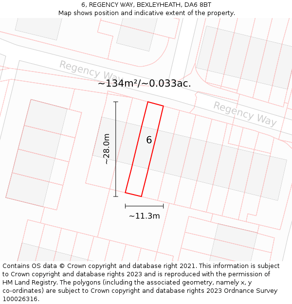 6, REGENCY WAY, BEXLEYHEATH, DA6 8BT: Plot and title map