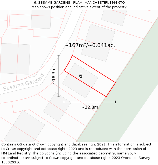 6, SESAME GARDENS, IRLAM, MANCHESTER, M44 6TQ: Plot and title map