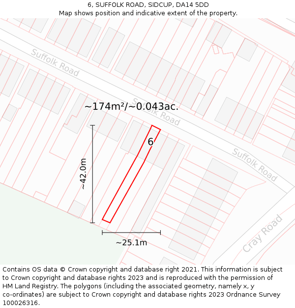 6, SUFFOLK ROAD, SIDCUP, DA14 5DD: Plot and title map