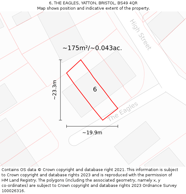 6, THE EAGLES, YATTON, BRISTOL, BS49 4QR: Plot and title map