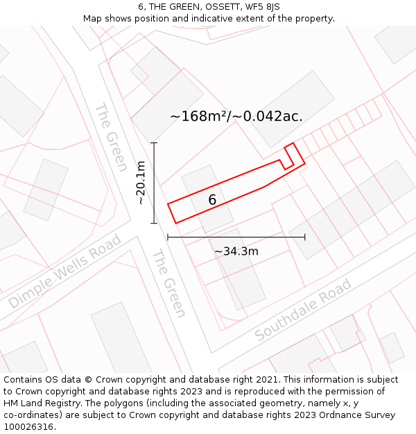 6, THE GREEN, OSSETT, WF5 8JS: Plot and title map
