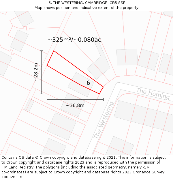 6, THE WESTERING, CAMBRIDGE, CB5 8SF: Plot and title map