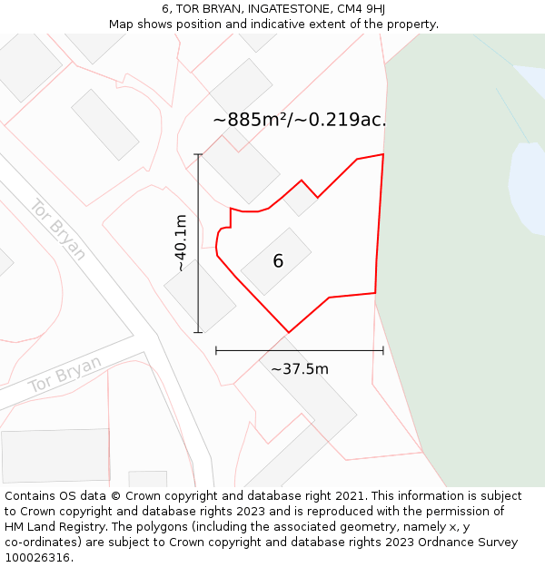 6, TOR BRYAN, INGATESTONE, CM4 9HJ: Plot and title map