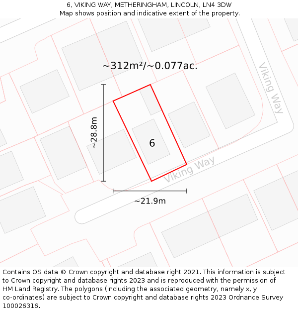 6, VIKING WAY, METHERINGHAM, LINCOLN, LN4 3DW: Plot and title map