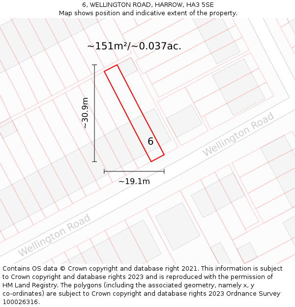 6, WELLINGTON ROAD, HARROW, HA3 5SE: Plot and title map