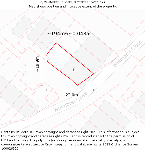 6, WHIMBREL CLOSE, BICESTER, OX26 6XP: Plot and title map