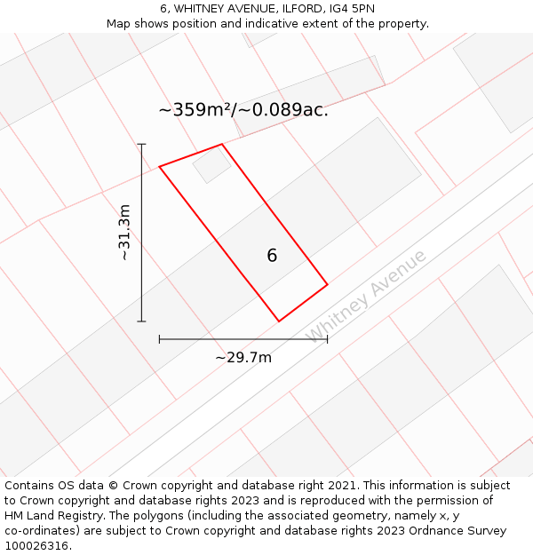 6, WHITNEY AVENUE, ILFORD, IG4 5PN: Plot and title map