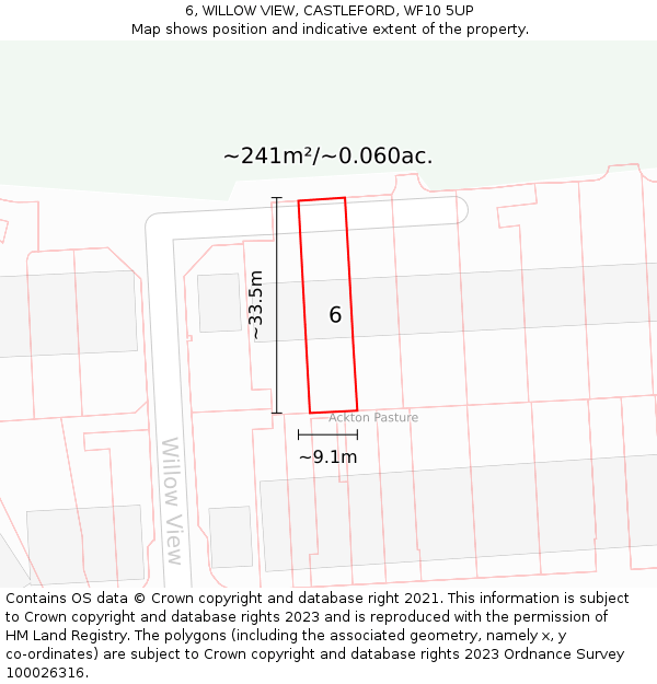 6, WILLOW VIEW, CASTLEFORD, WF10 5UP: Plot and title map