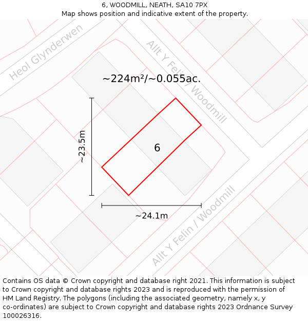 6, WOODMILL, NEATH, SA10 7PX: Plot and title map
