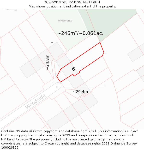 6, WOODSIDE, LONDON, NW11 6HH: Plot and title map