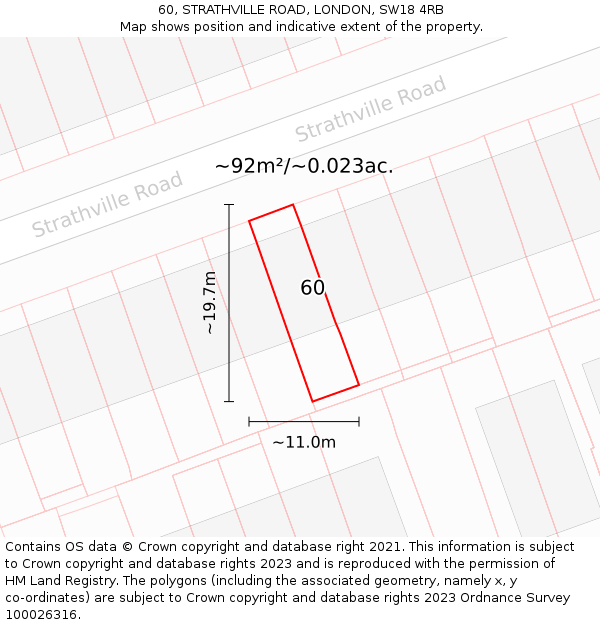 60, STRATHVILLE ROAD, LONDON, SW18 4RB: Plot and title map