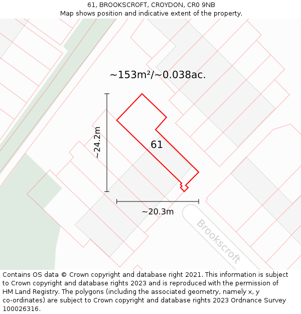 61, BROOKSCROFT, CROYDON, CR0 9NB: Plot and title map