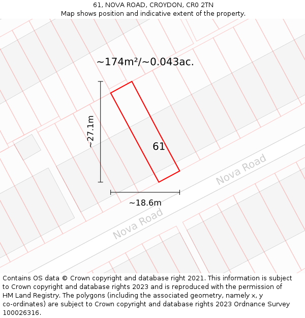 61, NOVA ROAD, CROYDON, CR0 2TN: Plot and title map