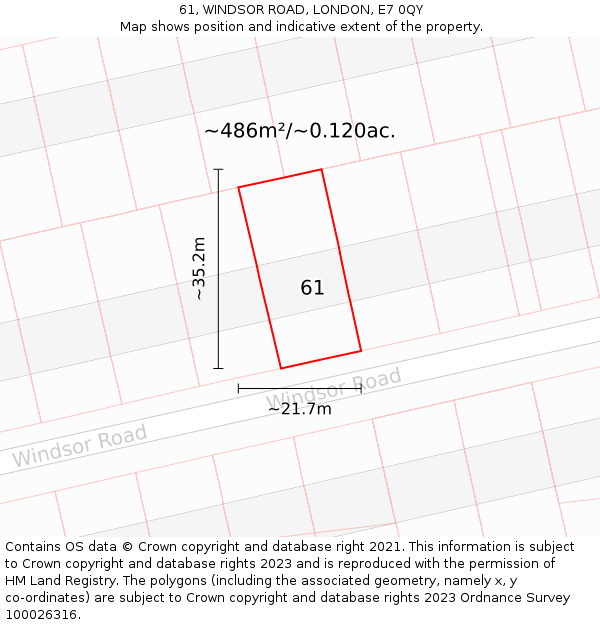 61, WINDSOR ROAD, LONDON, E7 0QY: Plot and title map